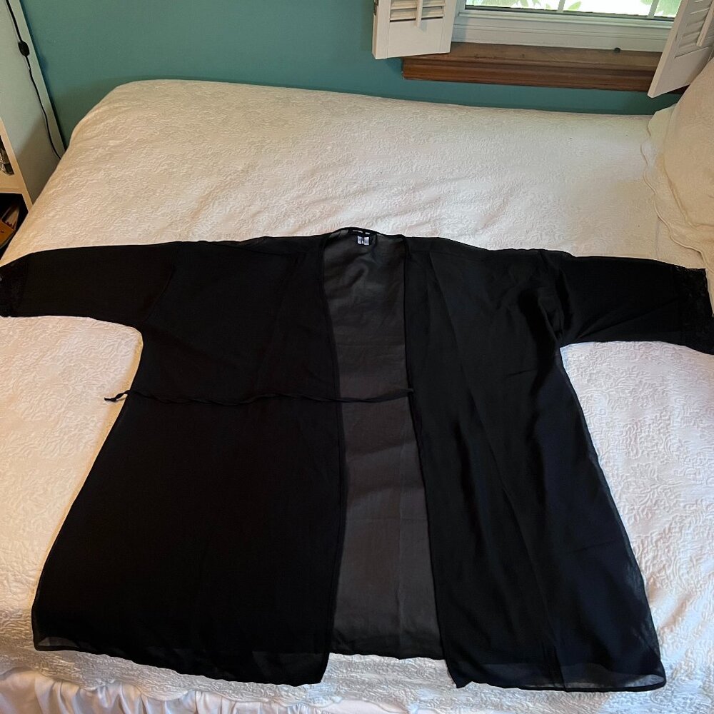 Fashion Nova Black Lacey Cover Up with Tie